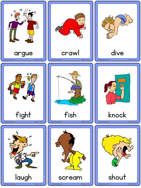 Action Words Flash Cards Printable